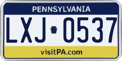 PA license plate LXJ0537