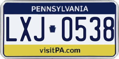 PA license plate LXJ0538
