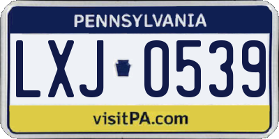 PA license plate LXJ0539