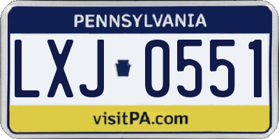 PA license plate LXJ0551