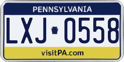 PA license plate LXJ0558