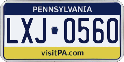 PA license plate LXJ0560
