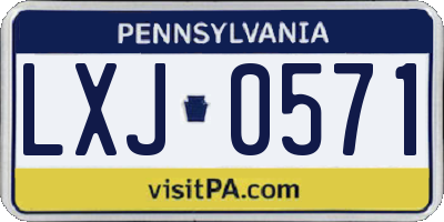 PA license plate LXJ0571