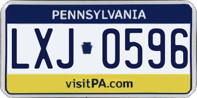 PA license plate LXJ0596
