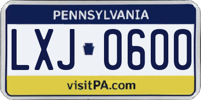 PA license plate LXJ0600