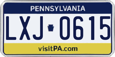 PA license plate LXJ0615
