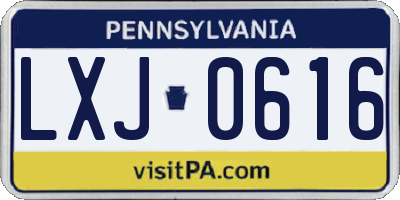 PA license plate LXJ0616