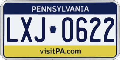 PA license plate LXJ0622