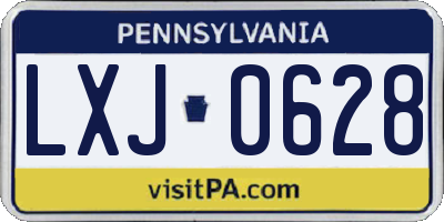 PA license plate LXJ0628
