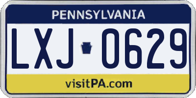 PA license plate LXJ0629