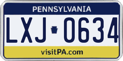PA license plate LXJ0634
