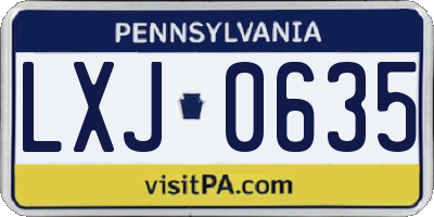 PA license plate LXJ0635