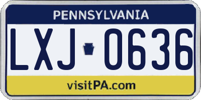 PA license plate LXJ0636