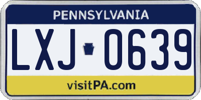 PA license plate LXJ0639