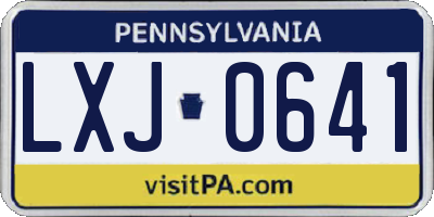 PA license plate LXJ0641