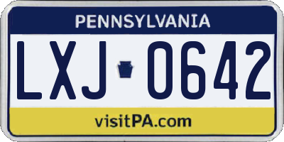 PA license plate LXJ0642