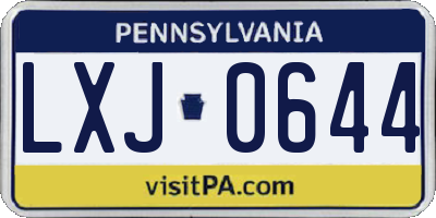PA license plate LXJ0644