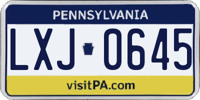 PA license plate LXJ0645