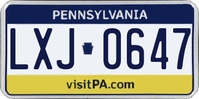 PA license plate LXJ0647