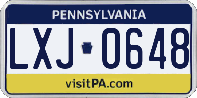 PA license plate LXJ0648
