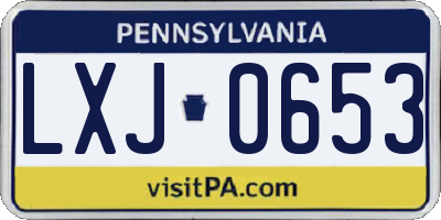 PA license plate LXJ0653