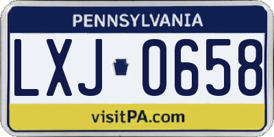 PA license plate LXJ0658