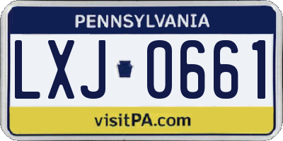 PA license plate LXJ0661