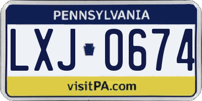 PA license plate LXJ0674