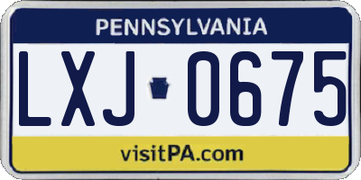 PA license plate LXJ0675