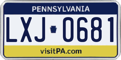 PA license plate LXJ0681