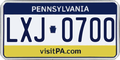 PA license plate LXJ0700