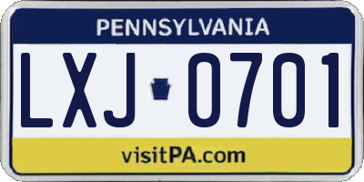 PA license plate LXJ0701