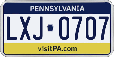PA license plate LXJ0707