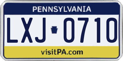 PA license plate LXJ0710
