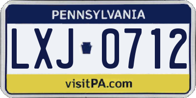 PA license plate LXJ0712
