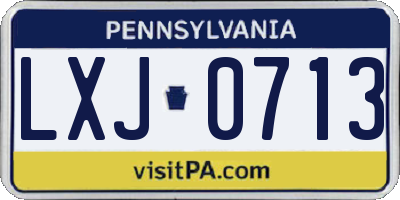 PA license plate LXJ0713