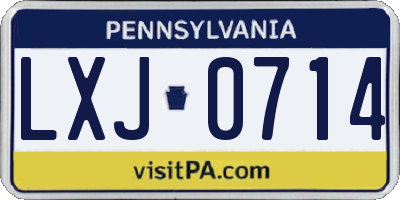 PA license plate LXJ0714