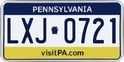 PA license plate LXJ0721
