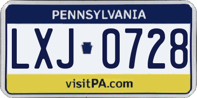 PA license plate LXJ0728