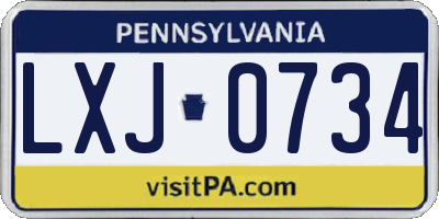 PA license plate LXJ0734