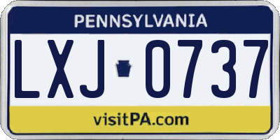 PA license plate LXJ0737