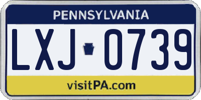 PA license plate LXJ0739