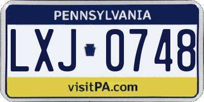 PA license plate LXJ0748