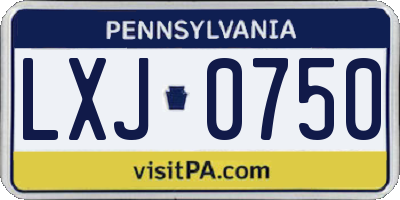 PA license plate LXJ0750