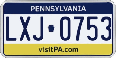 PA license plate LXJ0753
