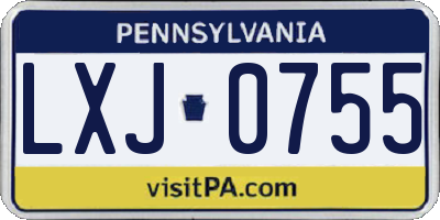 PA license plate LXJ0755