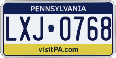 PA license plate LXJ0768