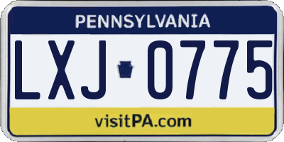 PA license plate LXJ0775