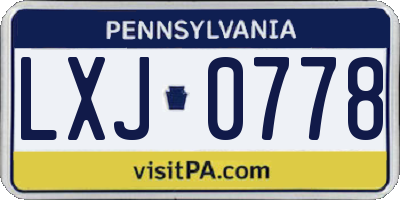 PA license plate LXJ0778