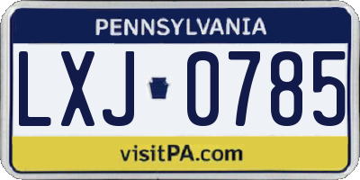 PA license plate LXJ0785
